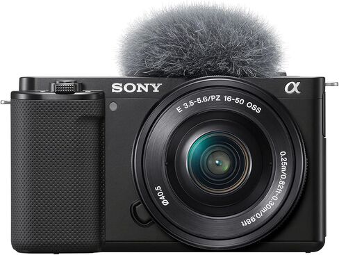 Sony Alpha ZV-E10 APS-C Interchangeable Lens Mirrorless Vlog Camera with 16-50mm Lens (Black) Bundle with Camera Grip, Editing Software, Battery and Dual Charger, Case, and 64GB Memory Card (8 Items) in Saudi Arabia