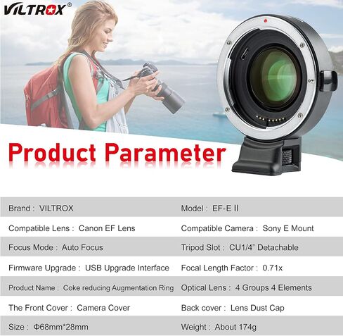 محول عدسة VILTROX EF-E5 لحامل Sony E، حلقة تثبيت عدسة التركيز التلقائي لشاشة OLED متوافقة مع عدسة Canon EOS EF EF-S إلى Sony E Mount a7r iv a7 iv a7 iii a7r iii a6500 in Kuwait