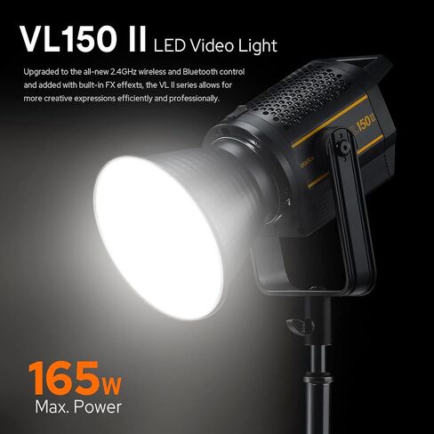 ضوء فيديو GODOX VL150 LED 150 وات 5600K Bowens Mount فيديو ضوء، CRI 96 TLCI 95 و0-100% خافتة، 6 مجموعات 16 قناة، جهاز راديو لاسلكي BD-04 Barn و4 مرشحات جل ملونة in Saudi Arabia