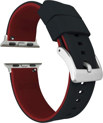 BARTON Watch Bands - Elite Silicone Watch Straps - Black PVD Hardware & Adapters - Quick Release - Choose Color & Size - Compatible with all Apple Watches (8, 7, 6, 5, 4, 3, 2, 1, SE, Ultra) - 38mm, 40mm, 41mm, 42mm, 44mm, 45mm, 49mm in Saudi Arabia