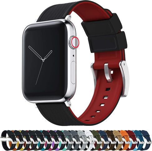 BARTON Watch Bands - Elite Silicone Watch Straps - Black PVD Hardware & Adapters - Quick Release - Choose Color & Size - Compatible with all Apple Watches (8, 7, 6, 5, 4, 3, 2, 1, SE, Ultra) - 38mm, 40mm, 41mm, 42mm, 44mm, 45mm, 49mm in Saudi Arabia