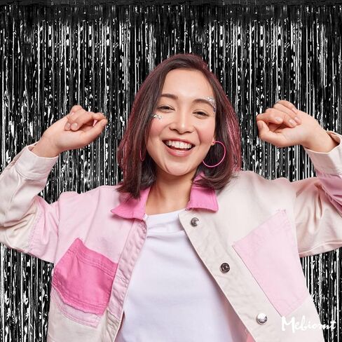 4 Pack Pink Fringe Curtain Backdrop, 3.2Ft x 6.6Ft Metallic Tinsel Foil Fringe Streamers Curtains Background for Photo Booth Birthday Wedding Baby Shower Party Thanksgiving Christmas Decorations in Kuwait
