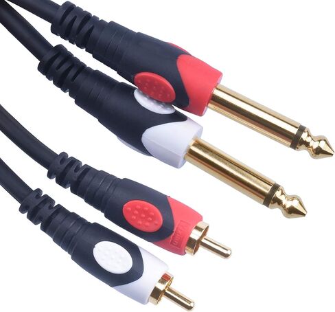 Devinal 1/4 to RCA Cable, Dual RCA to Dual 1/4 TS Interconnect Cable, Double 6.35mm Mono to 2 RCA/Phono Stereo Patch Cable Cord Adapter 25 Foot (7.5 Meters) in Kuwait