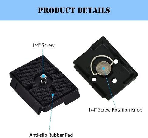 323 Quick Release Plate 1/4" Screw Tripod Camera Compatible for Manfrotto 200pl-14 RC2 Camera Tripod Ball Head 2PCS,Black in Kuwait