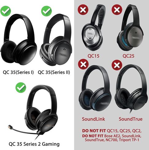 SOULWIT Replacement Kit for Bose QC35/QC35 ii - Black | Ear Pads Cushions+Headband+Silicone Sweat Cover for (QuietComfort35 & Quiet Comfort35 ii) Headphones in Kuwait