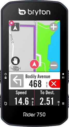 برايتون كمبيوتر رايدر 750T للدراجة/ركوب الدراجات. اصدار الولايات المتحدة الامريكية. شاشة لمس ملونة، خرائط وملاحة، تدريب ذكي، دعم الرادار، بطارية 20 ساعة. يتضمن جهاز، حامل رياضي ومستشعرات SPD/CAD/HR in Kuwait
