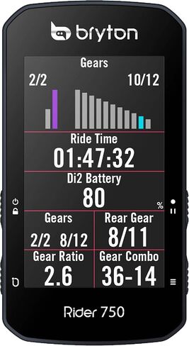 برايتون كمبيوتر رايدر 750T للدراجة/ركوب الدراجات. اصدار الولايات المتحدة الامريكية. شاشة لمس ملونة، خرائط وملاحة، تدريب ذكي، دعم الرادار، بطارية 20 ساعة. يتضمن جهاز، حامل رياضي ومستشعرات SPD/CAD/HR in Kuwait