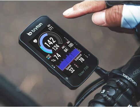 برايتون كمبيوتر رايدر 750T للدراجة/ركوب الدراجات. اصدار الولايات المتحدة الامريكية. شاشة لمس ملونة، خرائط وملاحة، تدريب ذكي، دعم الرادار، بطارية 20 ساعة. يتضمن جهاز، حامل رياضي ومستشعرات SPD/CAD/HR in Kuwait