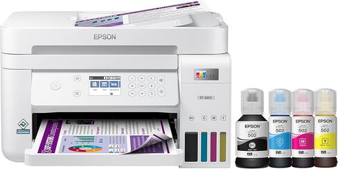 Epson EcoTank ET-3843 Wireless Color All-in-One Cartridge-Free Supertank Printer with Scanner, Copier, ADF and Ethernet-for The Ultimate Home Office, White in Saudi Arabia
