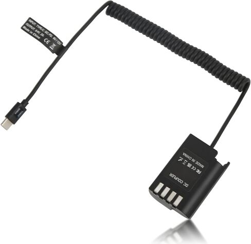 كابل USB C للبطارية الوهمية، DMW DCC17 DC مقرنة ترقية فك التشفير من النوع C كبل طاقة زنبركي، طقم محول طاقة تيار متردد للشحن السريع PD لكاميرات Lumix S5 DCS5 DCS5K GH5M2 GH6 in Kuwait