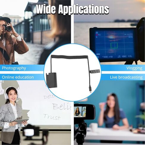 كابل USB C للبطارية الوهمية، DMW DCC17 DC مقرنة ترقية فك التشفير من النوع C كبل طاقة زنبركي، طقم محول طاقة تيار متردد للشحن السريع PD لكاميرات Lumix S5 DCS5 DCS5K GH5M2 GH6 in Kuwait