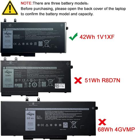 Dentsing 1V1XF Laptop Battery Compatible with Dell Latitude 5400 5410 5500 5510 Precision 3540 3550 Inspiron 7590 7591 7791 2-in-1 Series Notebook 01V1XF XV8CJ R8D7N 4GVMP 11.4V 42Wh/3500mAh 3-Cell in Saudi Arabia