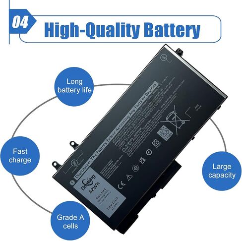 Dentsing 1V1XF Laptop Battery Compatible with Dell Latitude 5400 5410 5500 5510 Precision 3540 3550 Inspiron 7590 7591 7791 2-in-1 Series Notebook 01V1XF XV8CJ R8D7N 4GVMP 11.4V 42Wh/3500mAh 3-Cell in Saudi Arabia