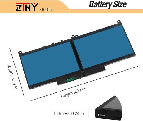 ZTHY J60J5 Laptop Battery Replacement for Dell Latitude E7270 P26S001 E7470 P61G001 Series Notebook R1V85 451-BBSX 451-BBSY 451-BBSU MC34Y 242WD PDNM2 7.6V 55WHr 4Cell in Saudi Arabia