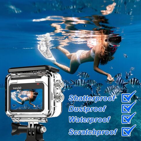 حافظة مضادة للماء لجهاز Insta360 Go3، غطاء حماية للغوص تحت الماء 40M/131FT مع ملحقات الدعامة in Kuwait