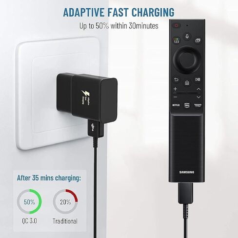 شاحن لجهاز التحكم عن بعد للتلفزيون الشمسي من سامسونج، كابل شاحن لجهاز التحكم عن بعد لتلفزيون سامسونج الذكي SolarCell، كابل شحن جهاز التحكم عن بعد للتلفزيون بإطار سامسونج، سلك طاقة محول USB C لاسلكي من سامسونج (4 أقدام) in Kuwait