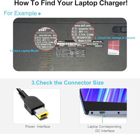 LQM® 20V 3.25A 65W USB-C Tip Ac محول شاحن الكمبيوتر المحمول لـ Lenovo Yoga 2 11 11s 13 2 Pro، Flex 2 15 15D 14 10، IdeaPad S210 U430 U530، متوافق مع Flex G40 G50 13 13-2191 2191-2XU 2191- 33U in Kuwait