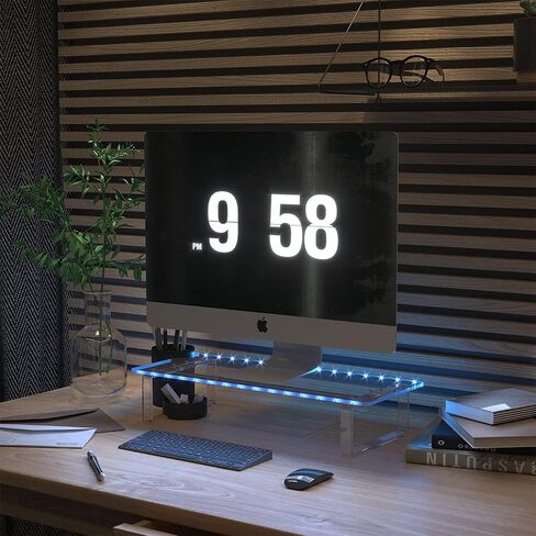 KUAIYU Clear Acrylic Monitor Stand or Holder Clear Laptop White Premium Computer White Monitor Stand Transparency Acrylic Laptop Riser, Riser for Desk,Multi-Colors LED Lights Acrylic Monitor Stand. in Kuwait