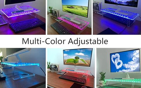 KUAIYU Clear Acrylic Monitor Stand or Holder Clear Laptop White Premium Computer White Monitor Stand Transparency Acrylic Laptop Riser, Riser for Desk,Multi-Colors LED Lights Acrylic Monitor Stand. in Kuwait