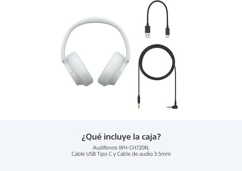 سماعات رأس بلوتوث لاسلكية بخاصية إلغاء الضوضاء من سوني WH-CH720N - ميكروفون مدمج - عمر بطارية يصل إلى 35 ساعة وشحن سريع - أبيض in Saudi Arabia