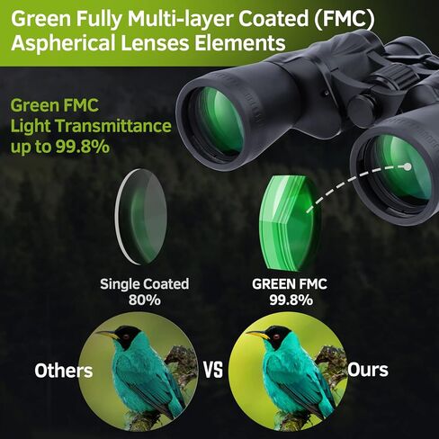 مناظير 20x50 للبالغين - مناظير لمشاهدة الطيور والصيد ومراقبة الحياة البرية والأحداث الرياضية ومشاهدة الحيتان والمشي لمسافات طويلة والتخييم in Kuwait