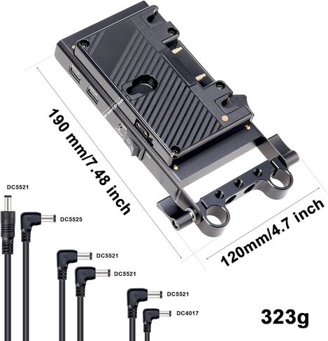 لوحة بطارية JLWIN متعددة الإخراج باللون الذهبي مع نظام إمداد الطاقة بمشبك قضيب 15 مم لشاشة الكاميرا وكاميرا الفيديو وإضاءة LED، متوافقة مع بطاريات Anton Bauer in Kuwait