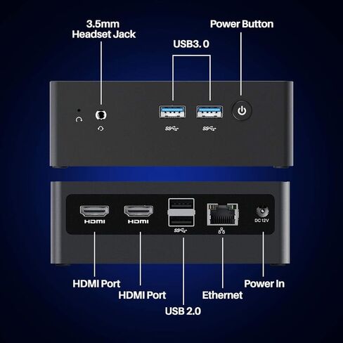 كمبيوتر صغير AWOW Intel Atom x7-E3950، كمبيوتر مكتبي صغير 8 جيجا DDR4 128 جيجا SSD 4K@30 هرتز، HDMI x2، واي فاي ثنائي النطاق، USB x4 جيجابت إيثرنت، BT in Kuwait