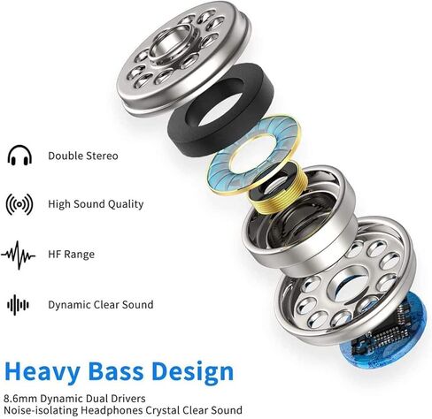 قطعتان من سماعات الأذن السلكية المضيئة وميكروفون مدمج متوافق مع هواتف Apple iPhone 14/13/12/11 Pro Max Mini Xs/XR/X/7/8 Plus in Kuwait