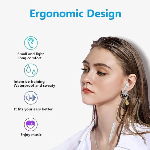 قطعتان من سماعات الأذن السلكية المضيئة وميكروفون مدمج متوافق مع هواتف Apple iPhone 14/13/12/11 Pro Max Mini Xs/XR/X/7/8 Plus in Kuwait