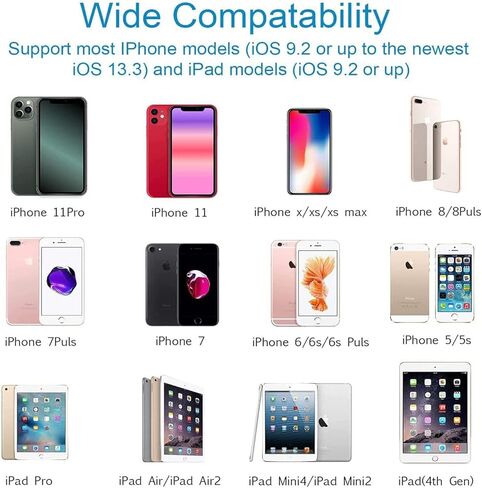 قطعتان من سماعات الأذن السلكية المضيئة وميكروفون مدمج متوافق مع هواتف Apple iPhone 14/13/12/11 Pro Max Mini Xs/XR/X/7/8 Plus in Kuwait