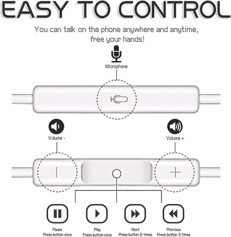 قطعتان من سماعات الأذن السلكية المضيئة وميكروفون مدمج متوافق مع هواتف Apple iPhone 14/13/12/11 Pro Max Mini Xs/XR/X/7/8 Plus in Kuwait