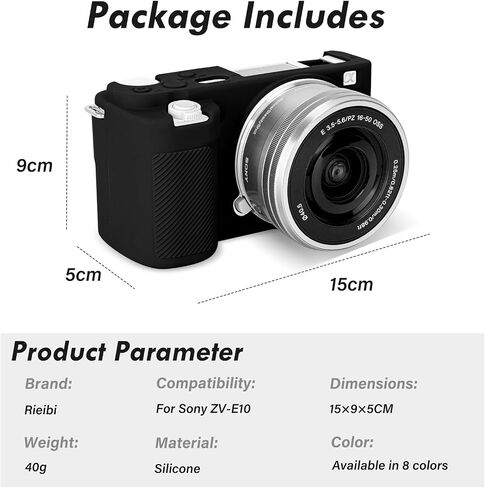 Rieibi ZVE10 Case, Soft Silicone Protective Case for Sony ZV-E10 ZVE10 Camera, Lightweight Rubber Cover for Sony Alpha ZVE10 - Black in Kuwait