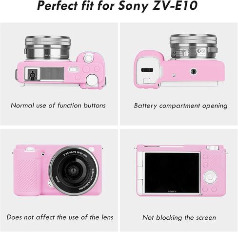 Rieibi ZVE10 Case, Soft Silicone Protective Case for Sony ZV-E10 ZVE10 Camera, Lightweight Rubber Cover for Sony Alpha ZVE10 - Black in Kuwait