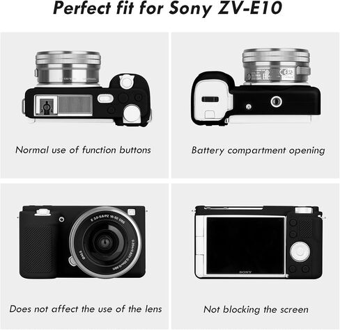Rieibi ZVE10 Case, Soft Silicone Protective Case for Sony ZV-E10 ZVE10 Camera, Lightweight Rubber Cover for Sony Alpha ZVE10 - Black in Kuwait