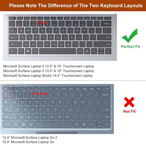 2PCS Keyboard Cover for Microsoft Surface Laptop 5 13.5" & 15", Surface Laptop 4 13.5" & 15", Surface Laptop 3 13.5" & 15", US Layout-Gradual Purple+Clear in Kuwait