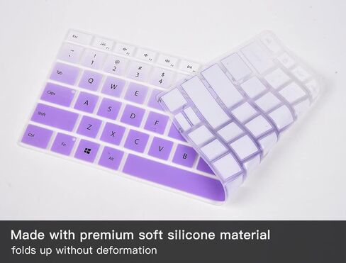 2PCS Keyboard Cover for Microsoft Surface Laptop 5 13.5" & 15", Surface Laptop 4 13.5" & 15", Surface Laptop 3 13.5" & 15", US Layout-Gradual Purple+Clear in Kuwait