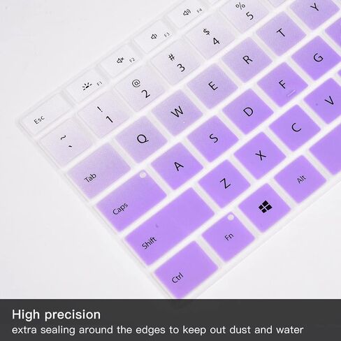 2PCS Keyboard Cover for Microsoft Surface Laptop 5 13.5" & 15", Surface Laptop 4 13.5" & 15", Surface Laptop 3 13.5" & 15", US Layout-Gradual Purple+Clear in Kuwait