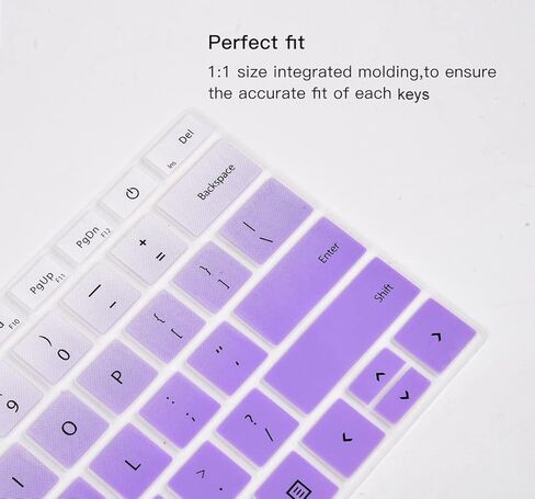 2PCS Keyboard Cover for Microsoft Surface Laptop 5 13.5" & 15", Surface Laptop 4 13.5" & 15", Surface Laptop 3 13.5" & 15", US Layout-Gradual Purple+Clear in Kuwait