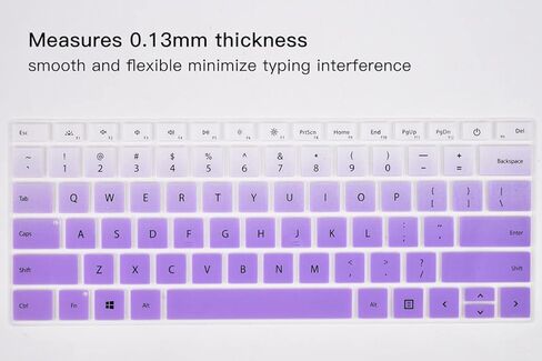 2PCS Keyboard Cover for Microsoft Surface Laptop 5 13.5" & 15", Surface Laptop 4 13.5" & 15", Surface Laptop 3 13.5" & 15", US Layout-Gradual Purple+Clear in Kuwait