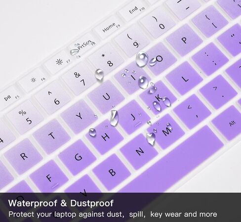 2PCS Keyboard Cover for Microsoft Surface Laptop 5 13.5" & 15", Surface Laptop 4 13.5" & 15", Surface Laptop 3 13.5" & 15", US Layout-Gradual Purple+Clear in Kuwait