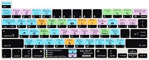 XSKN Mac OS X English Shortcut LR Hotkey Silicone Keyboard Cover Skin for Touch Bar Models 2019 MacBook Pro 16 inch A2141 2020 MacBook Pro 13.3 inch A2251 A2289 A2338 M1 Chip with Touch ID US Version in Saudi Arabia