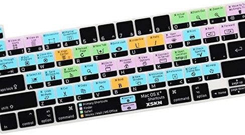 XSKN Mac OS X English Shortcut LR Hotkey Silicone Keyboard Cover Skin for Touch Bar Models 2019 MacBook Pro 16 inch A2141 2020 MacBook Pro 13.3 inch A2251 A2289 A2338 M1 Chip with Touch ID US Version in Saudi Arabia