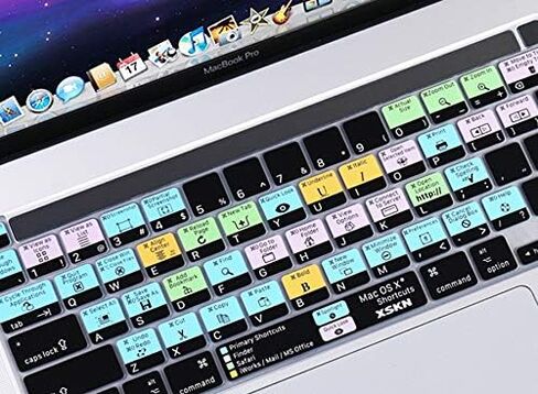 XSKN Mac OS X English Shortcut LR Hotkey Silicone Keyboard Cover Skin for Touch Bar Models 2019 MacBook Pro 16 inch A2141 2020 MacBook Pro 13.3 inch A2251 A2289 A2338 M1 Chip with Touch ID US Version in Saudi Arabia