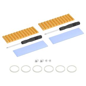 MECCANIXITY 2 Pack M.2 SSD Heatsink Cooler Alloy الألومنيوم بالوعة الحرارة مع مسامير التثبيت عدة مفك البراغي، وسادة حرارية 1 مم، للكمبيوتر المحمول، 70 * 22 * ​​3 مم، ذهبي in Kuwait