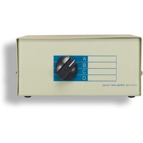 KENTEK DB9 Male 4 Way Manual Data Switch Box RS-232 D-Sub 9 Pin I/O ABCD Port for PC MAC to Peripherals Devices Printer in Kuwait