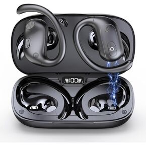 Hyyeosd Open Ear Earbuds, Bluetooth Earbuds 5.3, Deep Bass, Open Fit, 60 Hours Playtime, Digital Display Charging Case, Bone Conduction Bluetooth Headphones for Running, Cycling, Walking,Workout in Kuwait
