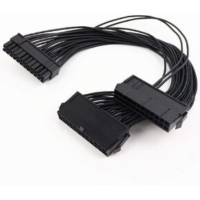 كبل تمديد مزود الطاقة PSU المزدوج للوحة الأم ATX، خط بدء تشغيل هيكل نحاسي كامل 24 سنًا، 24 دبوسًا إلى 24 (20+4) دبوسًا، 1 قدم 30 سم in Kuwait