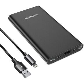 شاحن محمول 10000 مللي أمبير في الساعة PD 3.0 شاحن محمول سريع الشحن USB C 18 وات شحن سريع لهاتف iPhone 15 14 13 12 11 X XS Pro MAX XR 8 iPad Mini Samsung Galaxy S20 S10 S9 S8 الذكي والمزيد وردي