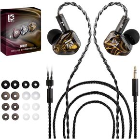 KBEAR KB01 in-ear Monitors, HIFI Beryllium Diaphragm Dynamic Driver in ears Headphones kbear inears Wired Earbuds High-end iem Earphones for Musicians Singers with Clear Sound OFC Cable/Resin Cavity