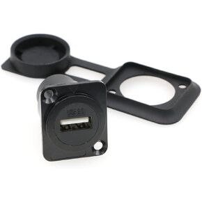 SZRMCC USB 2.0 Panel Mount Connector 2pcs USB Female Socket Waterproof Cable Coupler Pass Through Connector Extension Adapter with Dust Cap (Square 1pcs, Black) in Kuwait